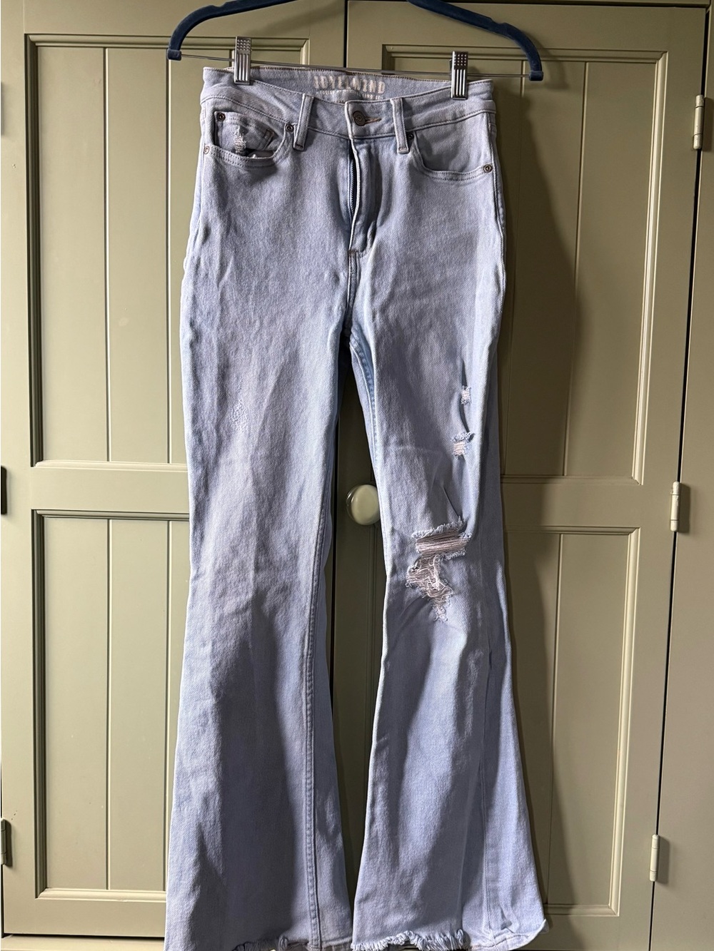 Idyllwind Light Blue Flare Jeans with Ripped Detail